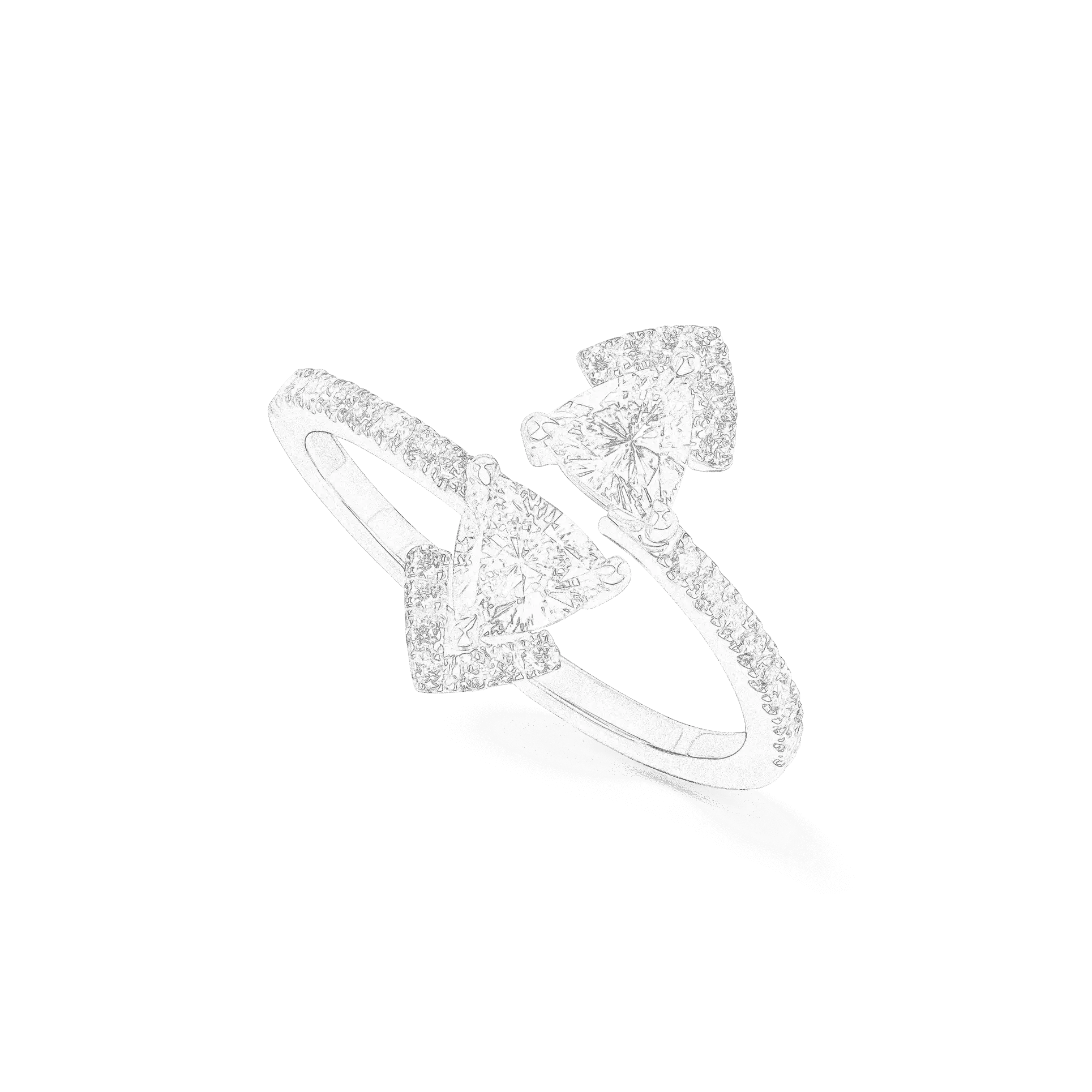 A professional sketch of the lab-grown diamond Victoria twins ring.