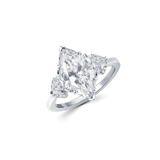 Product image of the Angel’s Crown ring in white gold, featuring a 1.85ct marquise lab-grown diamond with two triangle-cut sides.