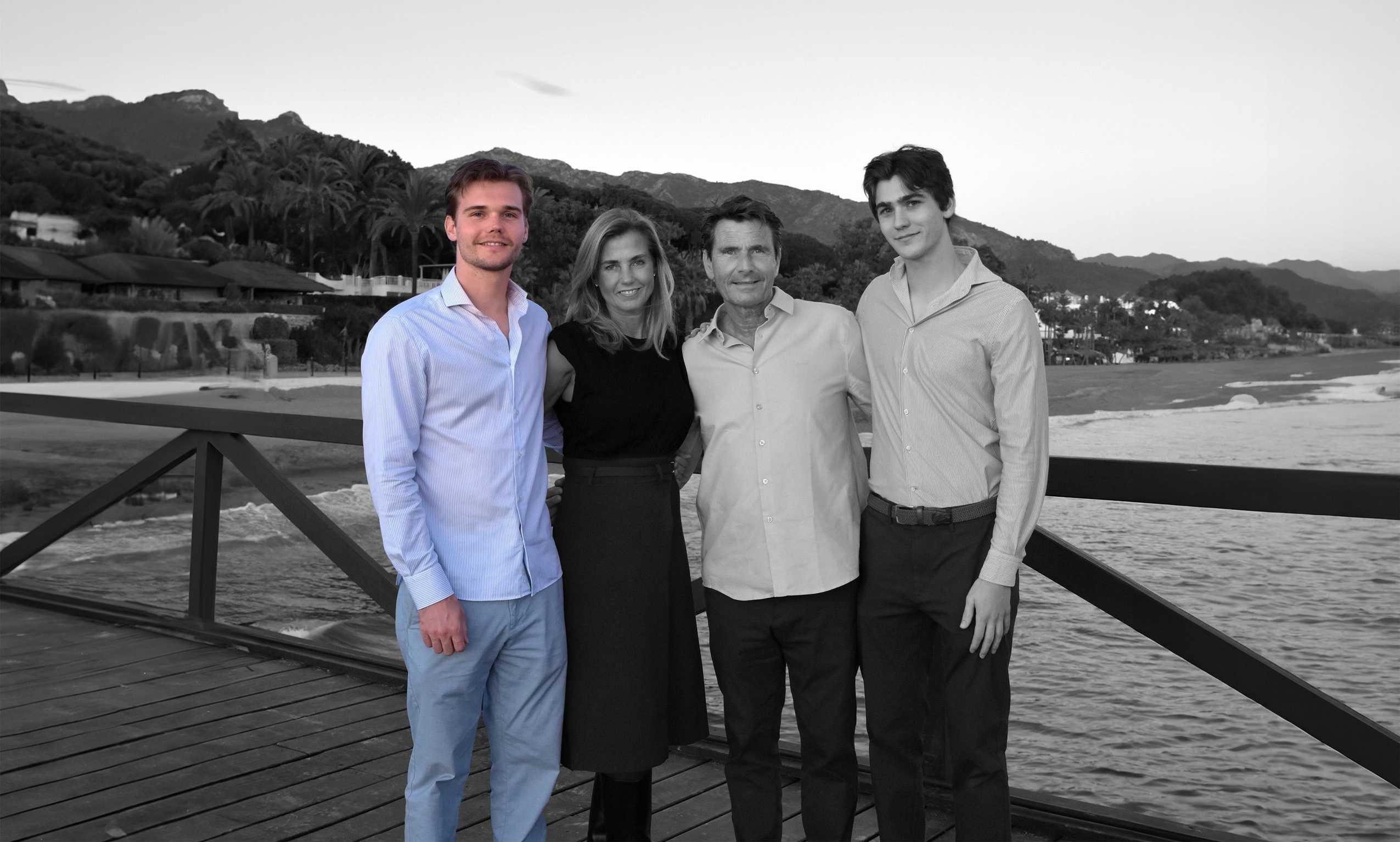 The Okker & Ockers family together, Ilan Okker, on the left side, is highlighted in colour, symbolising his role in the brand.