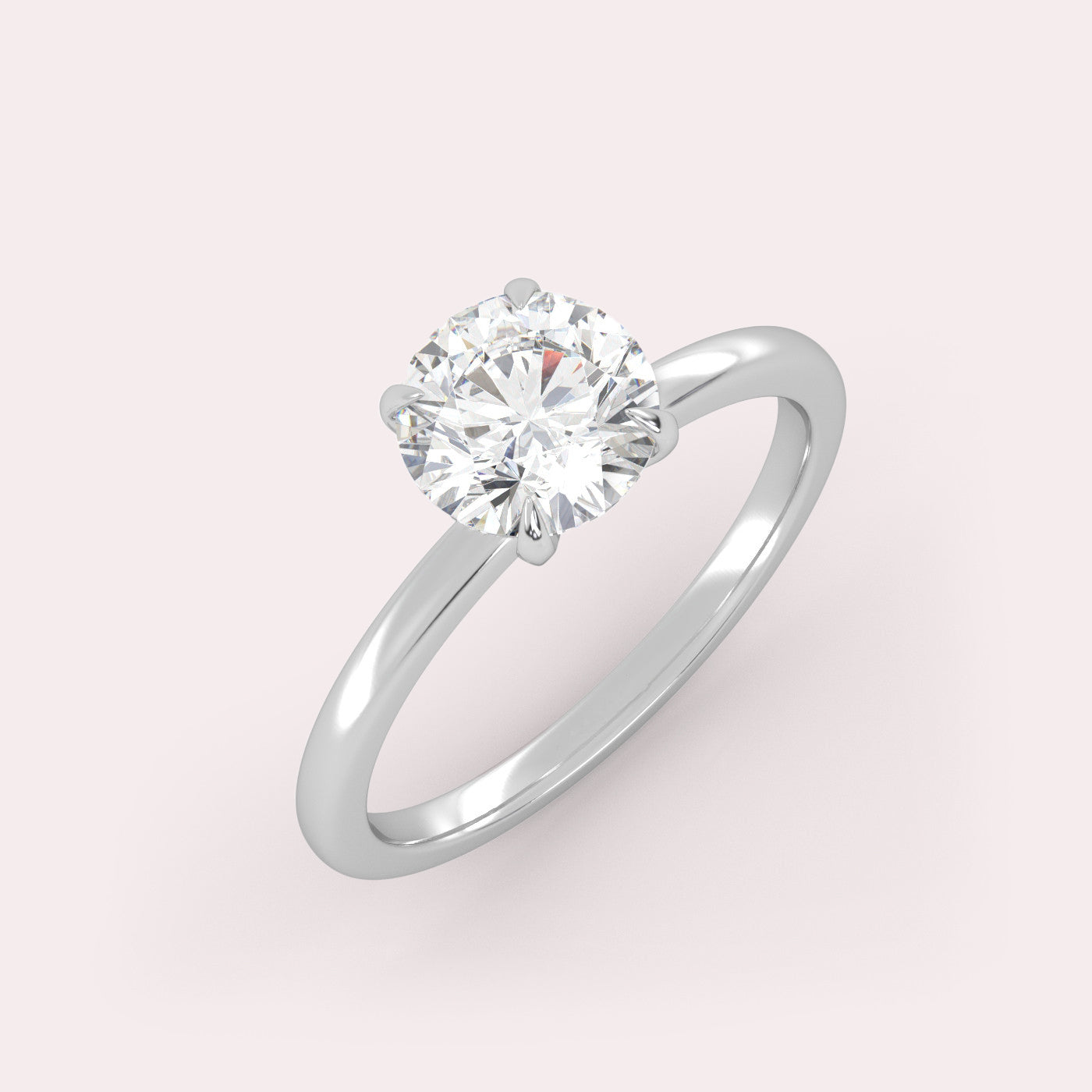 White Gold solitaire ring with a round-cut diamond